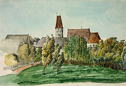 Feldkirchen, Kirche und einige Häuser